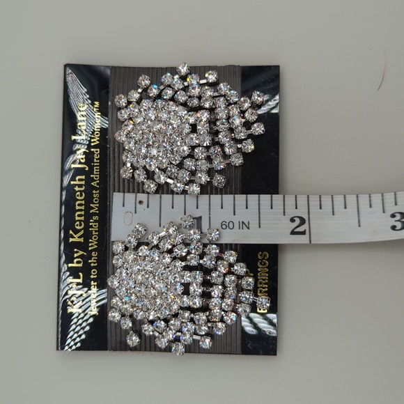 Kenneth Jay Lane Silver Earrings with Cluster Design and Chandelier Effect - Picture 8 of 9